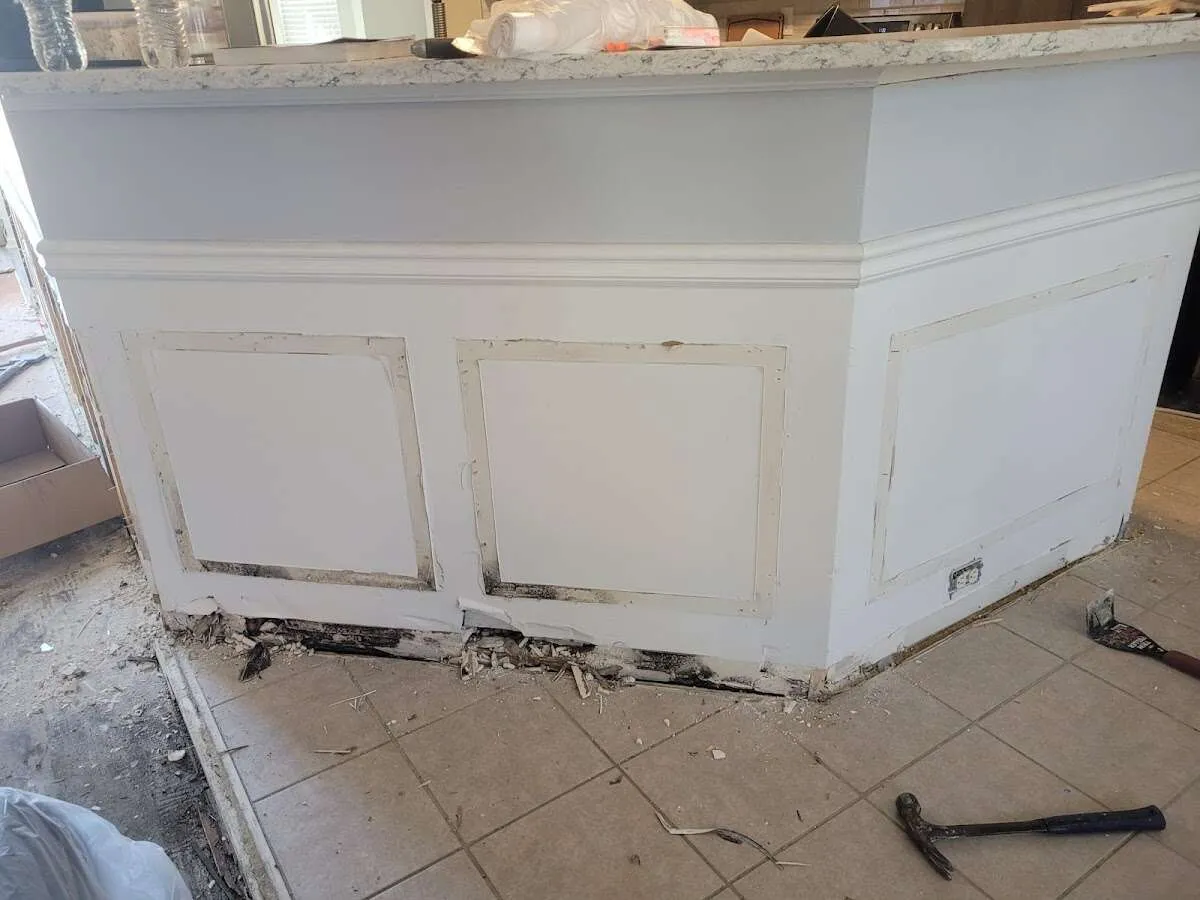 Water damage and mold on kitchen during Storm Damage Restoration in Fountain
